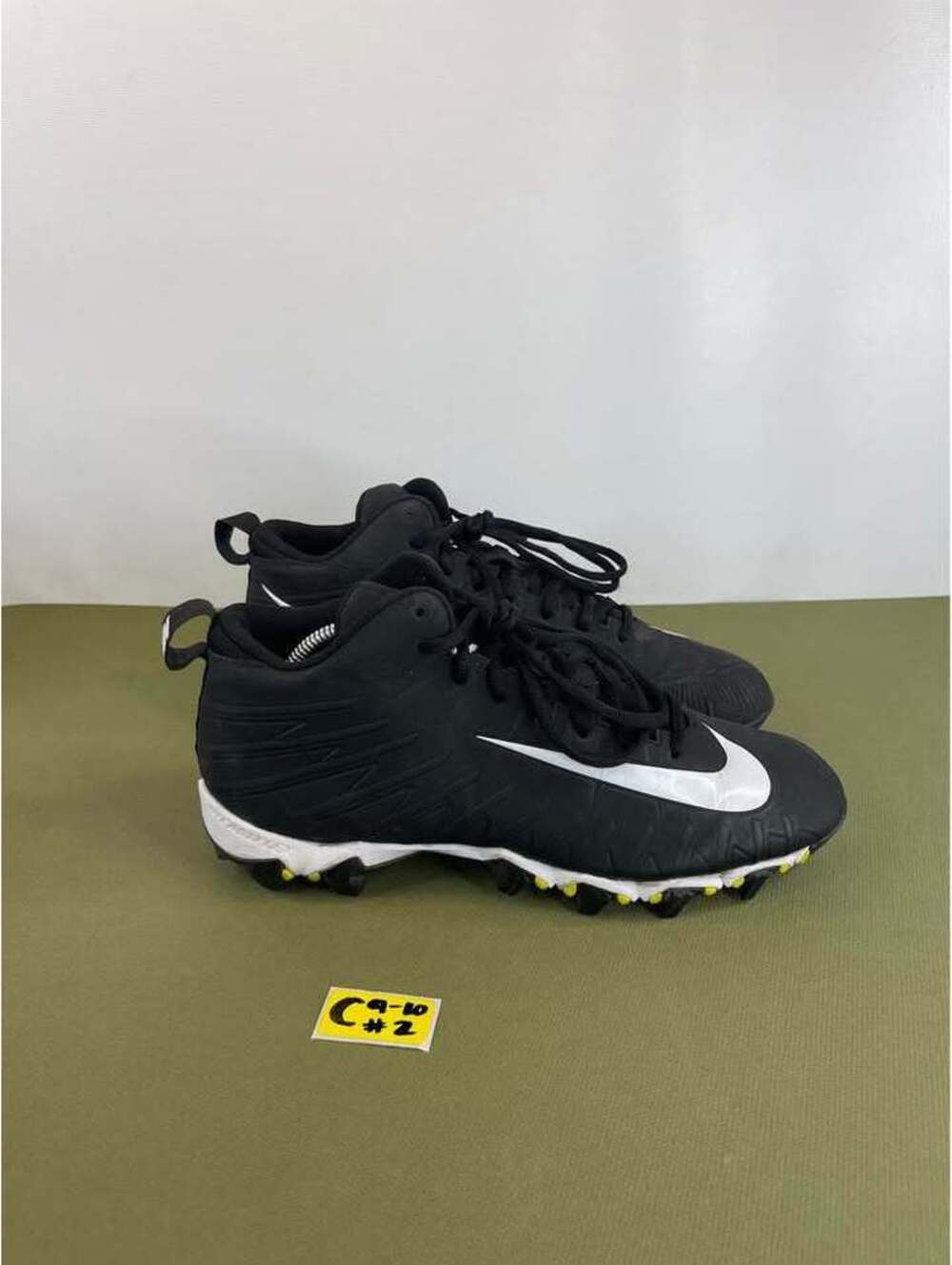 Nike Alpha Shark 2 Mid Football Cleats Black White 878122-011 Mens 9.5